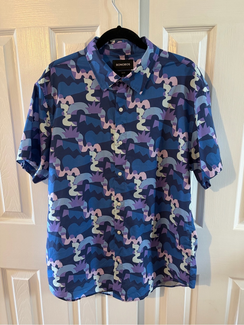 Bonobos/Will Bryant Men’s Riviera Short-Sleeve Abstract Blue/Purple Print Shirt